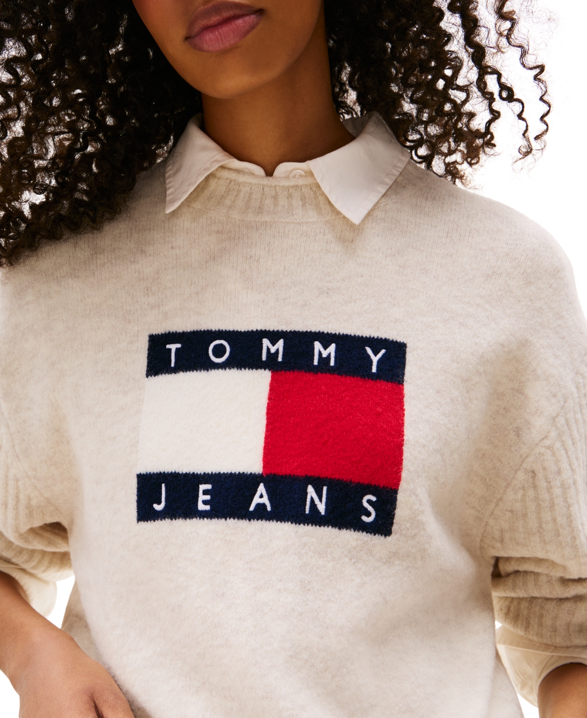 Tommy Jeans Women's Melange-Flag Crewneck Sweater