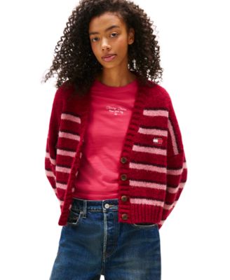 Tommy Jeans - Women's Striped Button-Front Long-Sleeve Cardigan