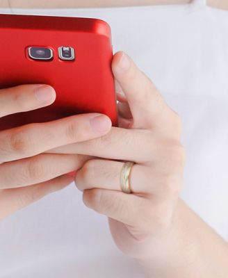 Men's Polished & Brush Textured Finish Wedding Band in 14k Two-Tone Gold