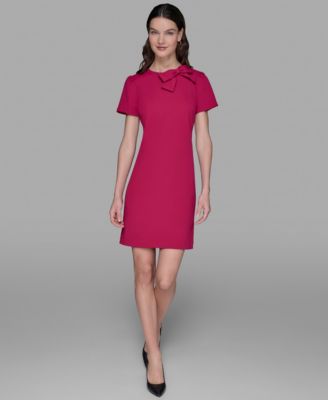 KARL LAGERFELD PARIS - Women's Scuba Crepe Bow A-Line Dress