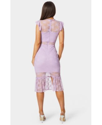 Women's Illusion Lace Midi Dress