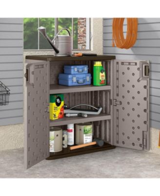 9 Cu Ft Heavy Duty Resin Garage Base Storage Cabinet, Platinum (2 Pack)