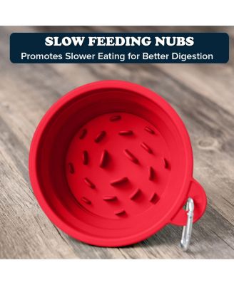 Slow-Feeder, Non-Skid, BPA-Free Silicone Travel Dog Bowl