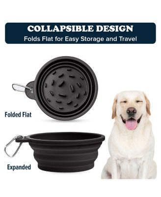Slow-Feeder, Non-Skid, BPA-Free Silicone Travel Dog Bowl