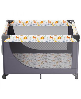 Toddler Playpen Quick-Folding Portable Fence Play Yard & Wheels