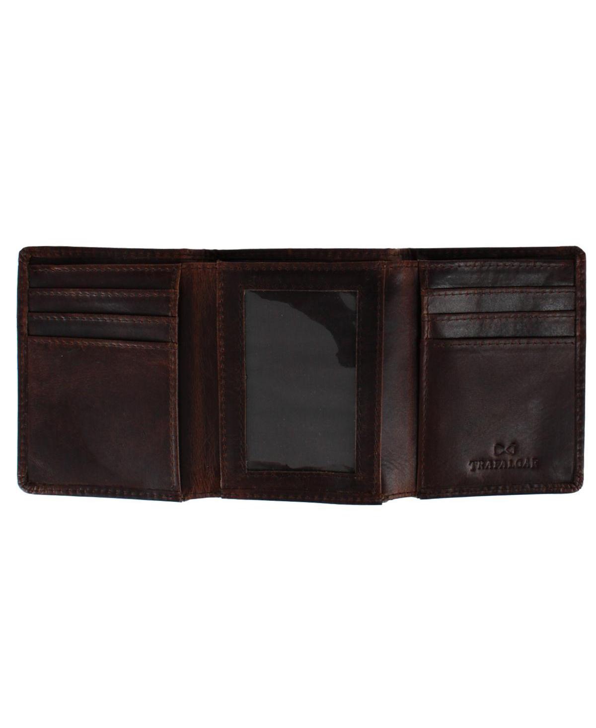 Men's Tennyson Tri-Fold Genuine Leather Wallet with Id Window - Brown