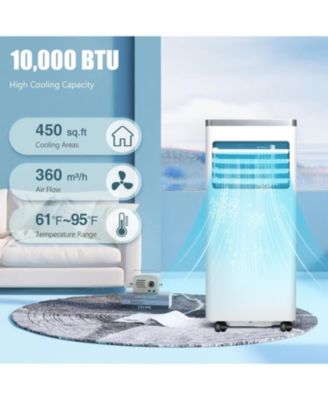 10,000 BTU Portable AC, 3-in-1, Cools 450 Sq.Ft, Fast Cooling, Sleep Mode, Timer, Remote, Quiet