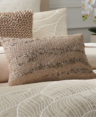 Hand Smocked Sequins Decorative Pillow, 20" x 14"