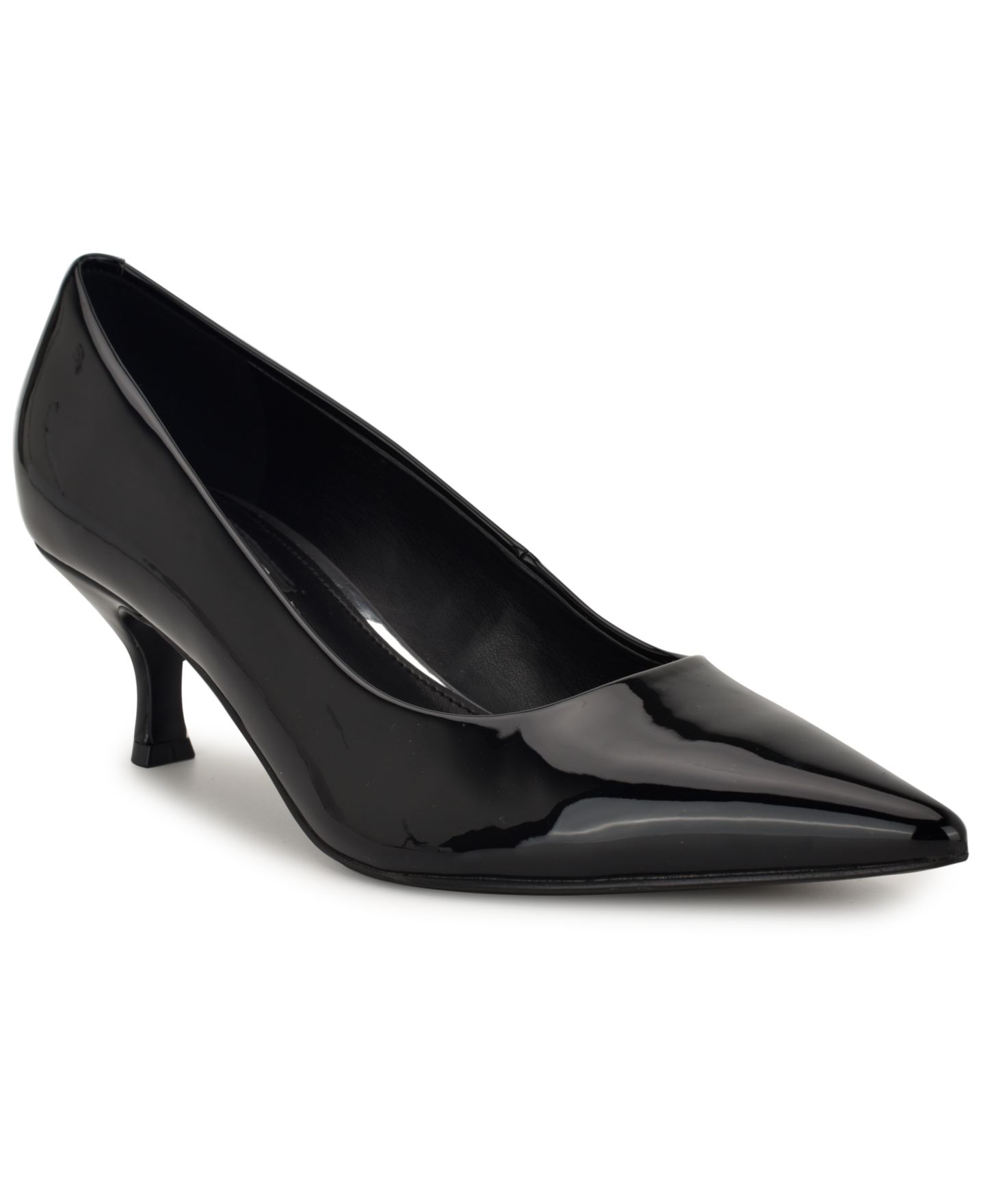 Женские туфли Nine West Sisko Tapered Kitten Heel Pumps, цвет: Чёрный лаковый — фото 1
