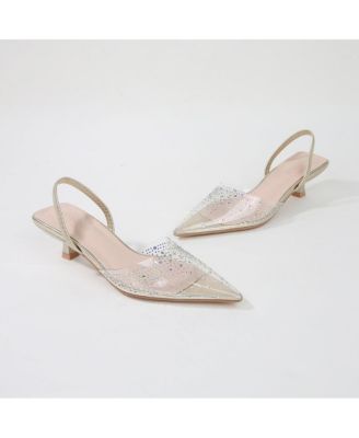 Mabel Clear Rhinestone Kitten Heels