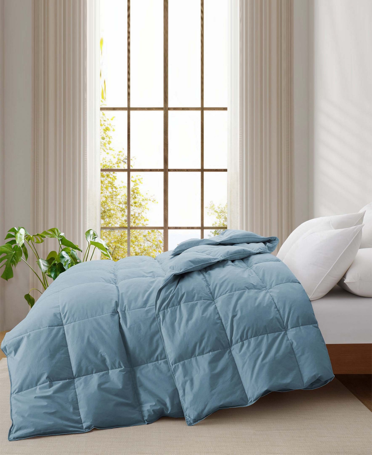 Unikome All Season Goose Down Comforter, Twin In Blue
