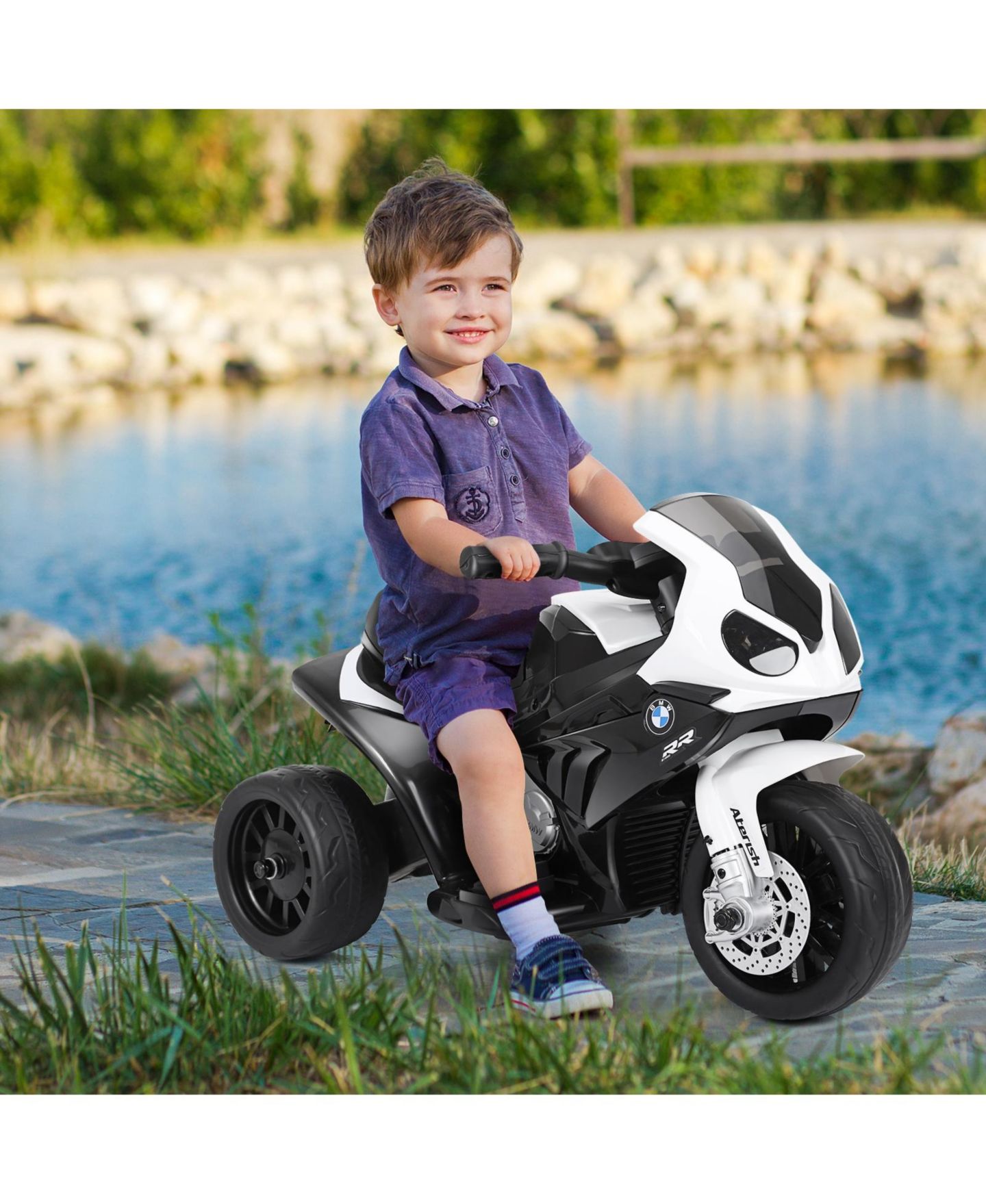 Детская игрушка Mecale 6V 3-Wheel BMW Licensed Electric Ride-On Motorcycle, 44 lb. Capacity, Ages 18-36 Months, цвет: Чёрный — фото 6