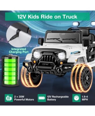 12V Kids Ride on Truck Car with Remote Control Threaded Wheels and 3 Speeds