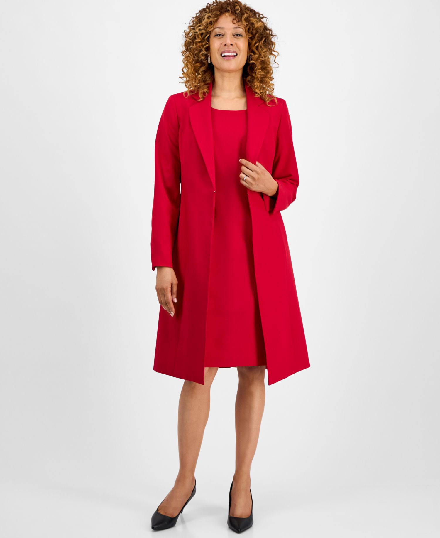 Women's Topper Jacket & Sleeveless 2 Piece Dress Suit, Regular & Petite