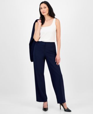 Women's Notched Collar Wide-Leg Pantsuit Set, Regular & Petite