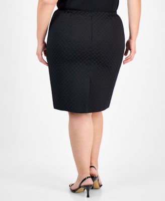 Plus Size Shawl-Collar Jacket & Pencil Skirt Suit Set