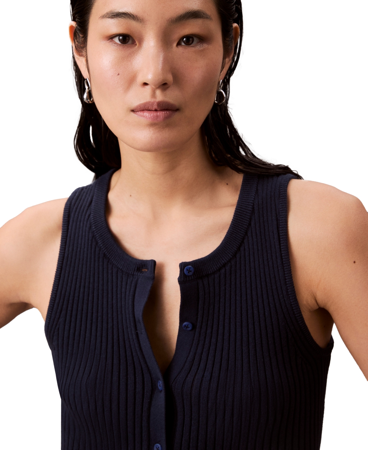 Calvin Klein Jeans Women's Smooth Cotton Rib Sweater Tank