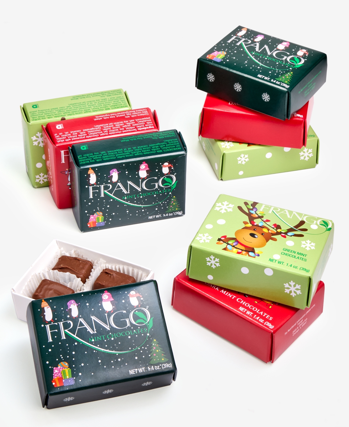 Frango Chocolates 3 Pack Of 3 Holiday Milk Mint, Dark Mint And Green Mint Chocolates, Created For Macy's