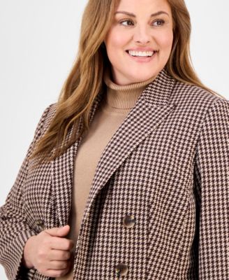 Plus Size Houndstooth Blazer