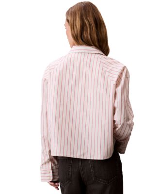 Women's Stripe Boxy Cotton Crop Shirt