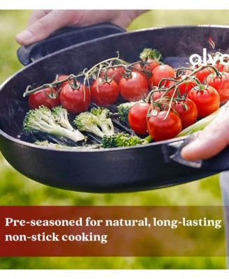 Nori Enameled Cast Iron Grill Pan 11" - Nonstick, Oven Safe and Made without PFAS, PFOA & PTFE - Induction and All Stovetop Compatible