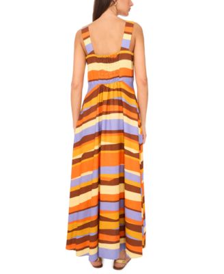 Women's Striped Square-Neck Maxi Dress
