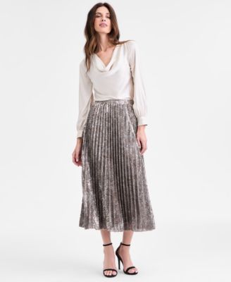 Petite Cowl-Neck Long-Sleeve Top