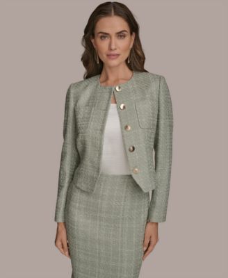Women's Collarless Tweed Jacket