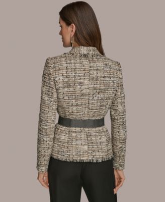 Women's Belted Tweed Jacket, Regular & Petite