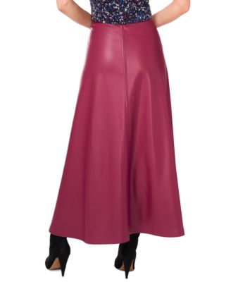 Women's Faux-Leather Seamed Maxi Skirt