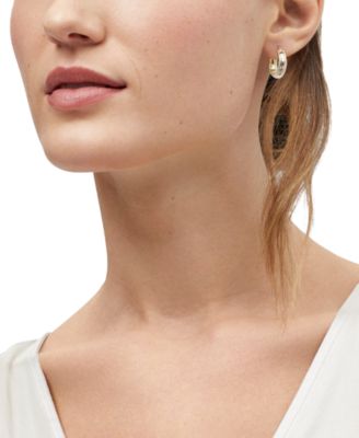 Groove Textured Small Hoop Earrings in 10k Gold, 0.79"