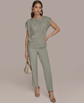 Women's Short-Sleeve Embroidered Sequined Top