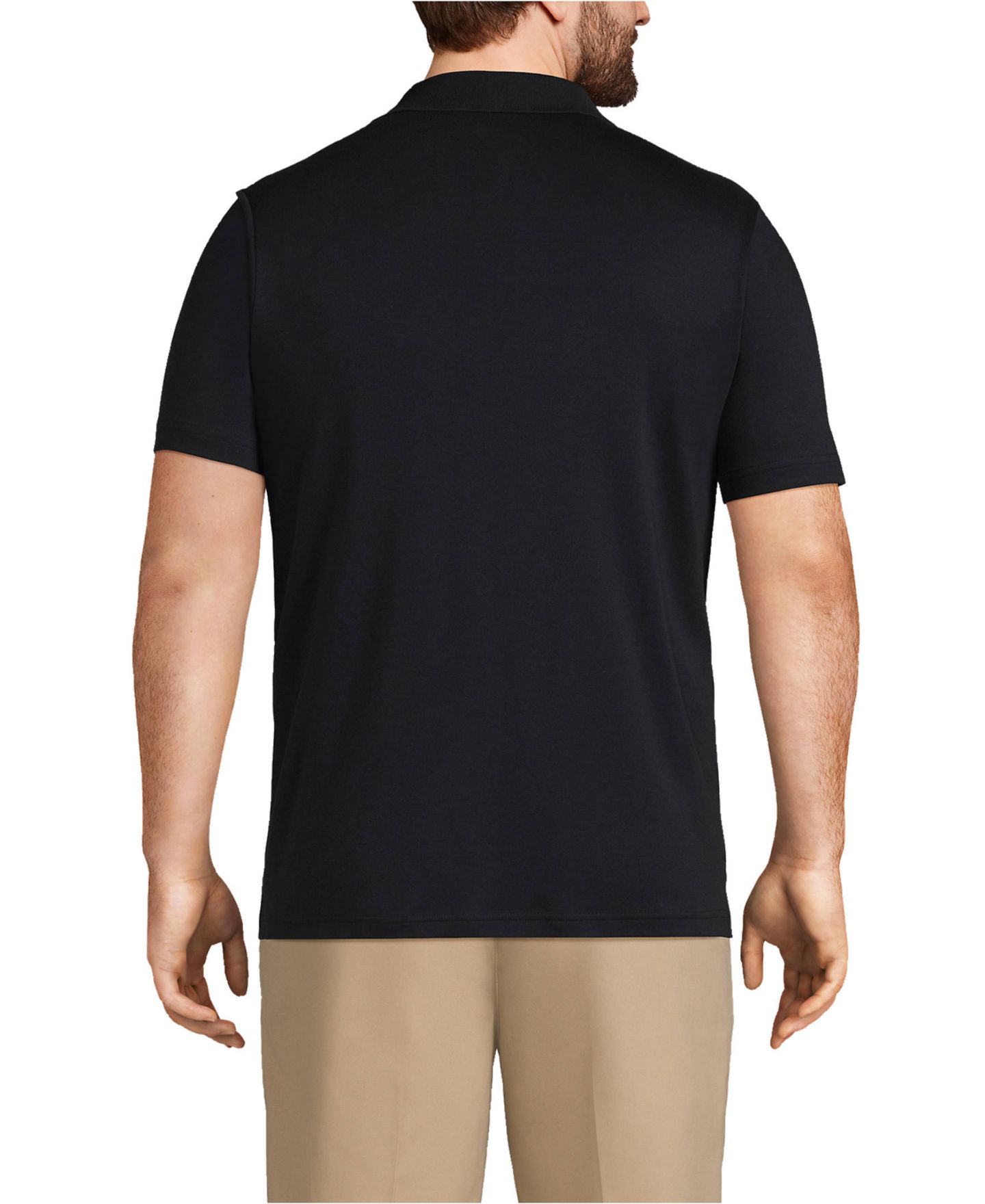 Мужское поло Lands' End Short Sleeve Cotton Supima Polo Shirt with Pocket, цвет: Чёрный — фото 2
