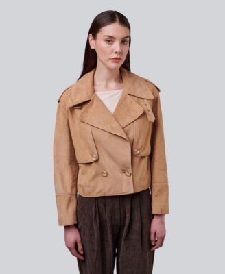 Women's Suede Cropped Trench Style Jacket, Created For Macy's