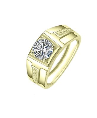 Modern Cubic Zirconia Square Setting Geometric Band Ring