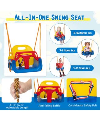 3-in-1 Kids Swing Set 660 LBS Carbon Steel Swing Frame w/ Belt Swing for Toddlers