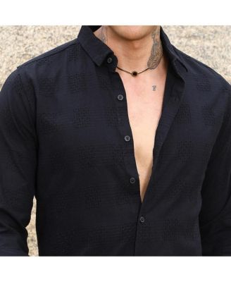 Men's Midnight Black Hive-Checkered Shirt