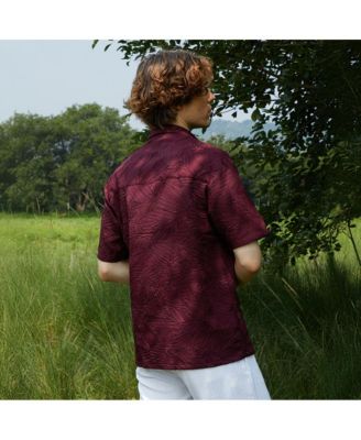 Men's Wine Red Foliage-Tactile Shirt