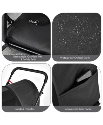 4-in-1 Double Pet Stroller w/ Detachable Carrier Travel Carriage for Cats