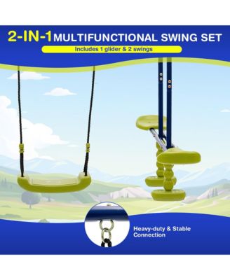 440 lbs Swing Set 2-in-1 Kids Swing Stand w/ Two Swings & One Glider for Backyard