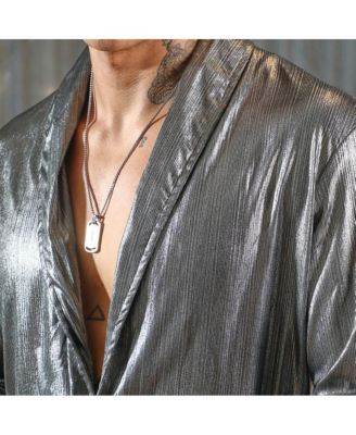 Men's Antique Silver Shawl Collar Shirt
