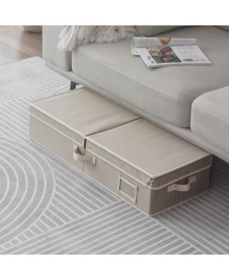 Folding Fabric Under Bed Organizer w/Double Open Lid - Clay
