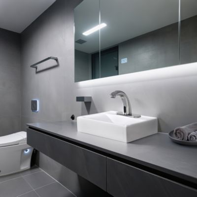 5" Touchless Bathroom Faucet with Rectangle Vessel Sink Auto Sensor