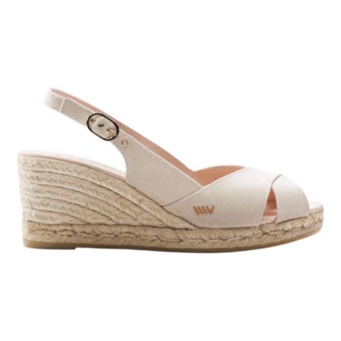 Женские сандалии VISCATA Llansa Canvas Espadrille Sandal Wedges Slingback, цвет: Бежевый