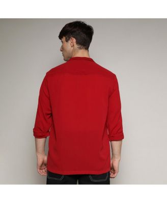 Men's Crimson Red Slash Collar Shirt