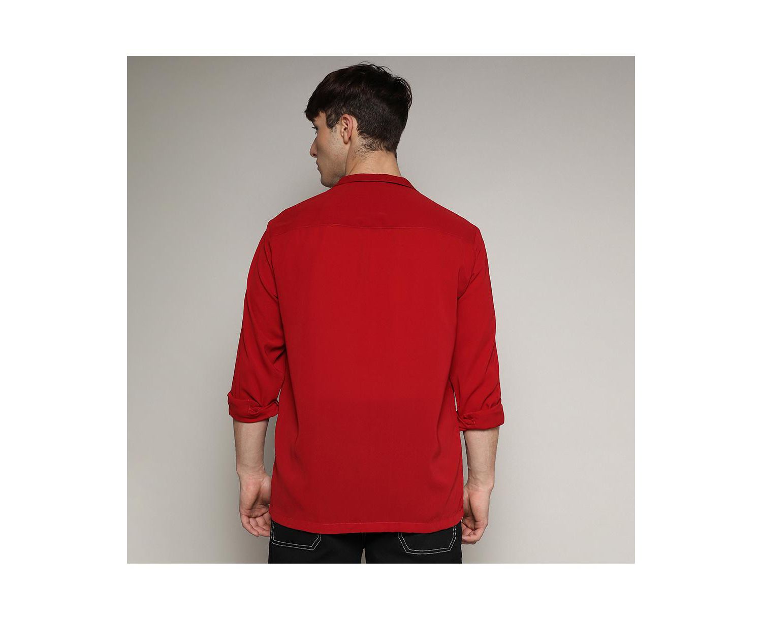 Men's Crimson Red Slash Collar Shirt