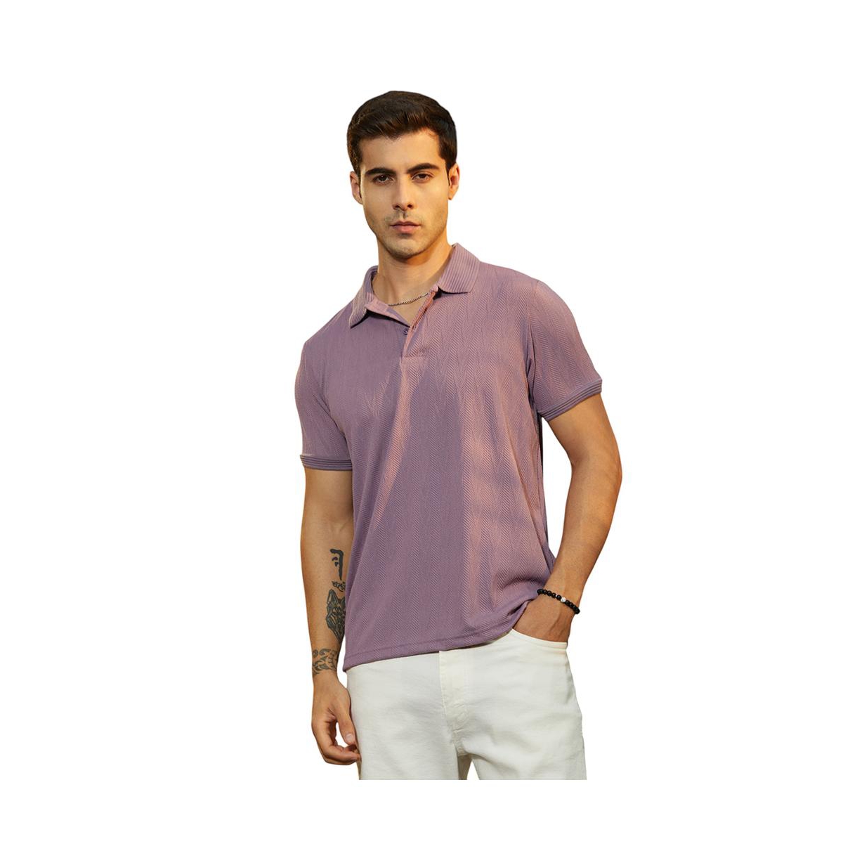 Men's Beaver Brown Spirit Weave Polo T-Shirt - Purple