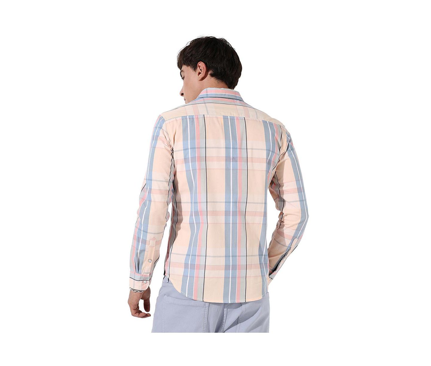 Мужская рубашка Cahoot Campus Sutra Cotton Plaid Button Up, цвет: Розовый — фото 2