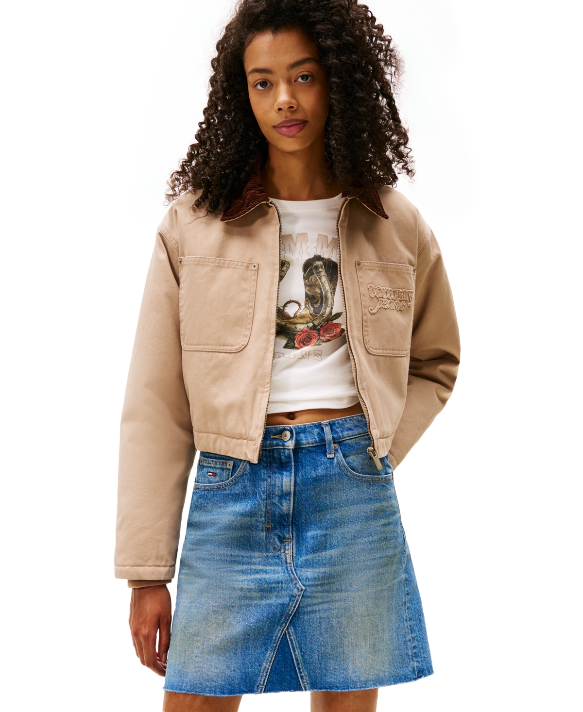 Tommy Jeans Women's Cotton Padded Cropped Coach Jacket