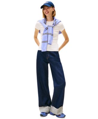 Women's Slim Western Ribbed Short-Sleeve T-Shirt